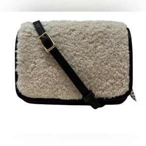 Kempton and Co. Mini Mia Crossbody in Shearling and Rattan Brown. EUC